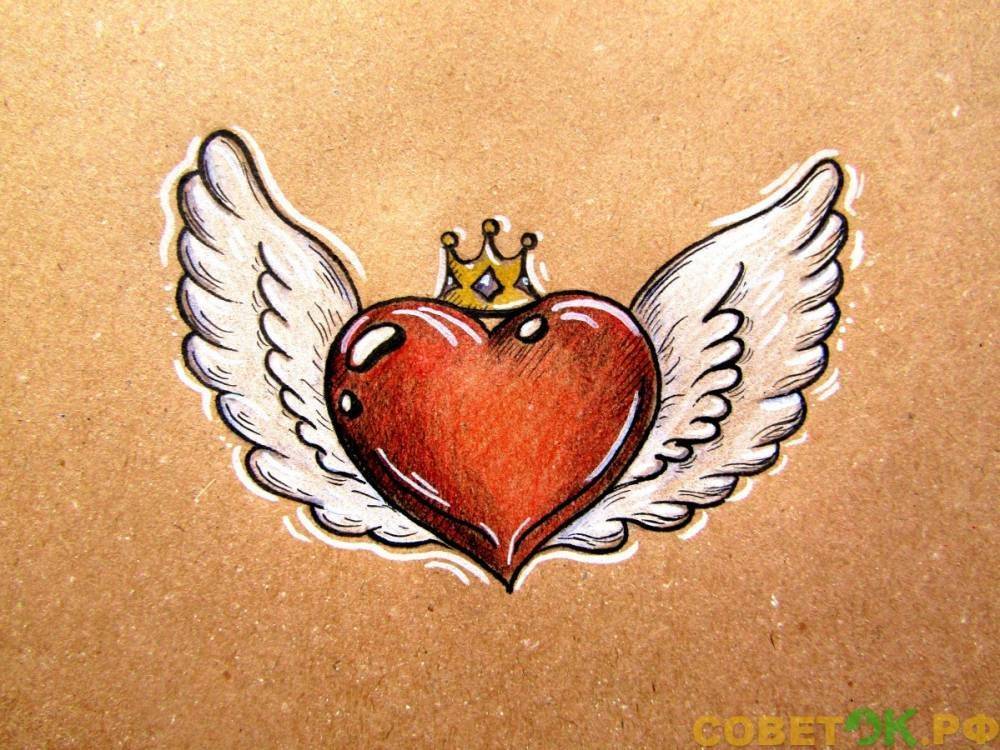 Как поэтапно нарисовать сердце с крыльями: валентинка на День святого Валентина - sovetok.ru