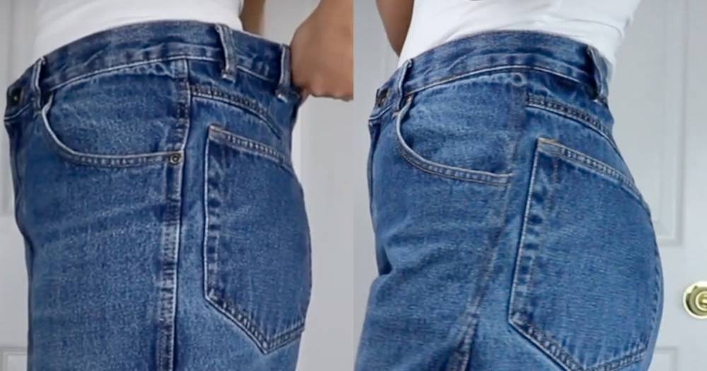 Простейший способ сузить талию на джинсах - cpykami.ru