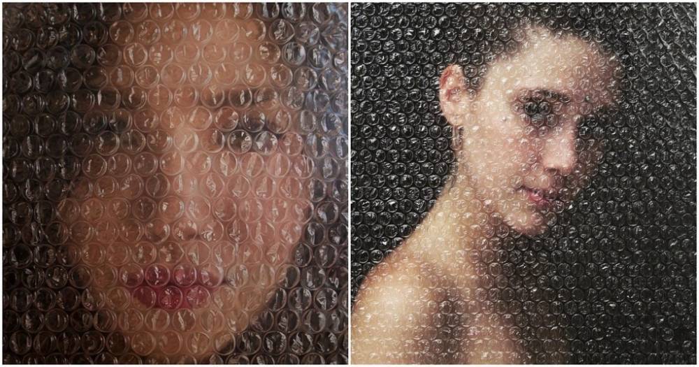 Художник создает портреты, которые выглядят как «завернуты» в пузырчатую пленку - cpykami.ru - Сша