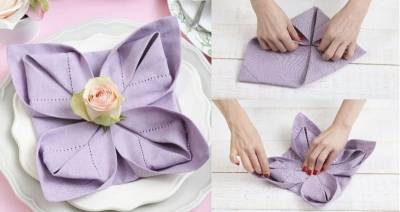 Как сделать цветок лотоса из тканевой салфетки? Пошаговое фото + видео - nashsovetik.ru