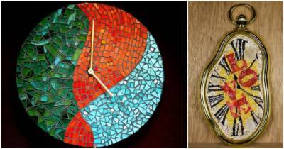 Часы с элементами мозаики: милый декор, украшающий комнату - cpykami.ru