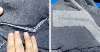 Зашейте дырку на джинсах между ног: простой метод без швейной машинки - cpykami.ru