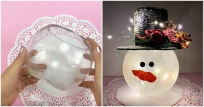 Яркий зимний декор: самая дешевая ваза превращается в очень милого снеговика - cpykami.ru