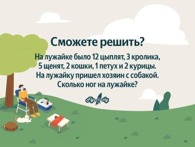 Задачка на счет: Сколько ног оказалось на лужайке? - flytothesky.ru
