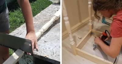 Мастерица сделала деревянный столик с резными ножками — просто картинка. Только доступные материалы - cpykami.ru