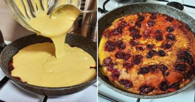 Будущая мама показала, как готовит мгновенный пирог из вишен на сковороде - takprosto.cc