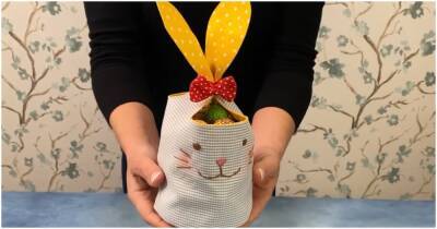 Готовимся к Пасхе: корзина с кроликом для яиц и сладостей - cpykami.ru