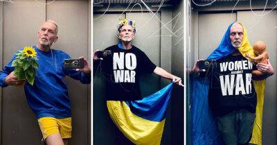 Зачем немецкий стилист фотографируется в лифте с флагом Украины - takprosto.cc - Россия - Украина - Германия - республика Крым