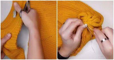Разрезала старый свитер и перешила в новую классную вещицу для декора - cpykami.ru